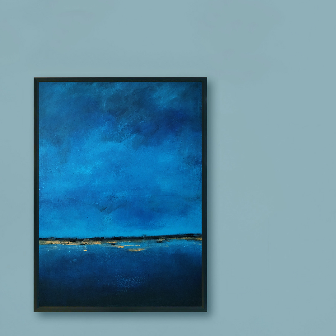 Obraz Akrylowy Brzeg Morski 60 x 80 cm na niebeiską ścianę Obraz Akrylowy Brzeg Morski 60 x 80 cm na ścianie niebieskiej