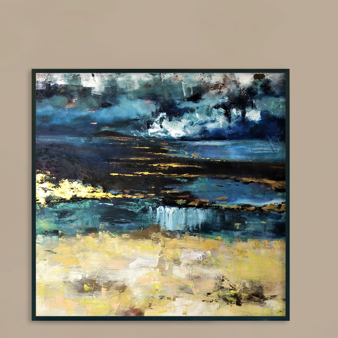 Obraz Akrylowy W Nieznane 100 x 100 cm obraz na brązowej ścianie scianę Piękny ręcznie malowany obraz na płótnie na brązowej ścianie