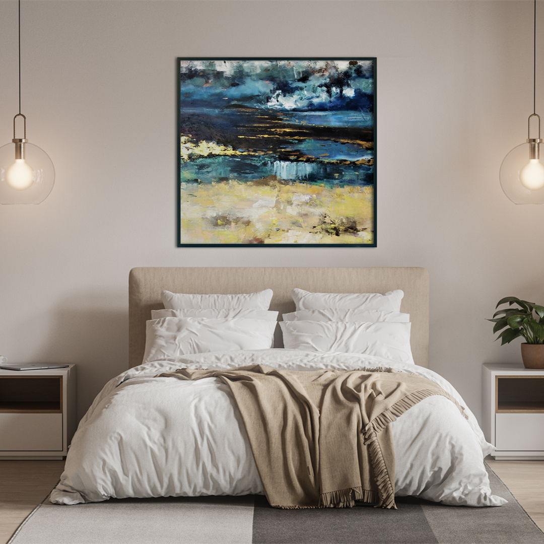 Obraz Akrylowy W Nieznane 100 x 100 cm obraz na ścianę do sypialni Piękny ręcznie malowany obraz na płótnie na ścianie w sypialni