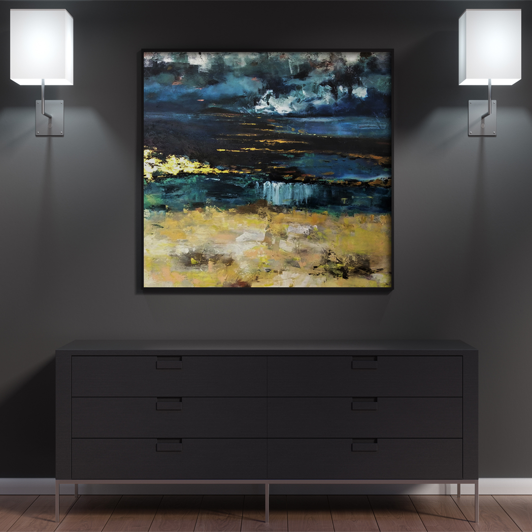 Obraz Akrylowy W Nieznane 100 x 100 cm obraz nad komodę Piękny ręcznie malowany obraz na płótnie nad komodę