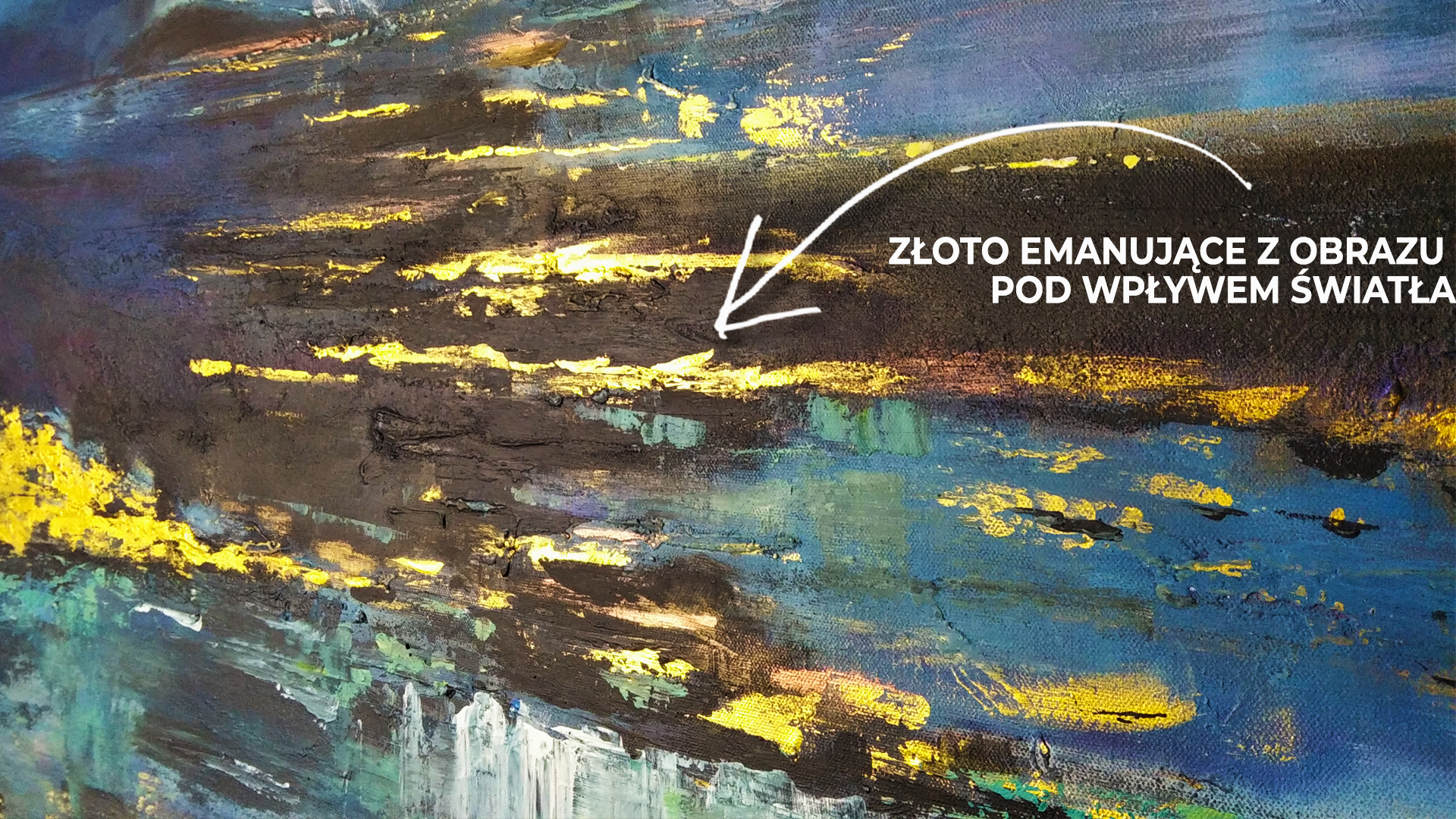 Obraz Akrylowy W Nieznane 100 x 100 cm złote wstawki Nowoczesny obraz abstrakcyjny do nowoczesnego wnętrza
