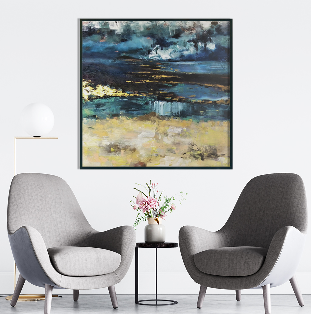 Obraz Akrylowy W Nieznane 60 x 80 cm do biura Nowoczesny obraz abstrakcyjny do nowoczesnego wnętrza biura i gabinetu