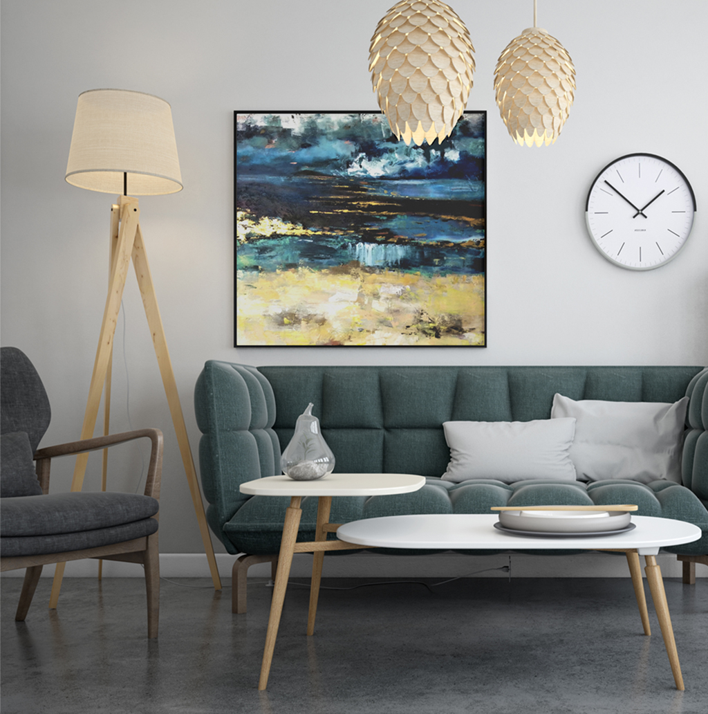 Obraz Akrylowy W Nieznane 60 x 80 cm do powieszenia w salonie na ścianie Piękny ręcznie malowany obraz na płótnie na białej ścianie do salonu