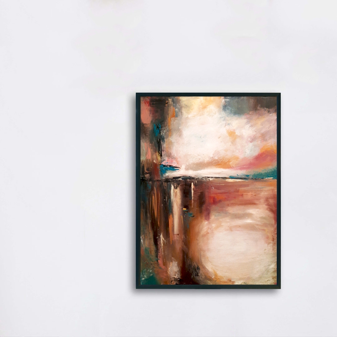 Obraz Akrylowy Nadzieja 50 x 70 cm na białej ścianie Krajobraz ręcznie malowany na płótnie. Duży oryginalny obraz do powieszenia na ścianę do salonu, sypialni. Piękny, abstrakcyjny obraz akrylowy do kupna.