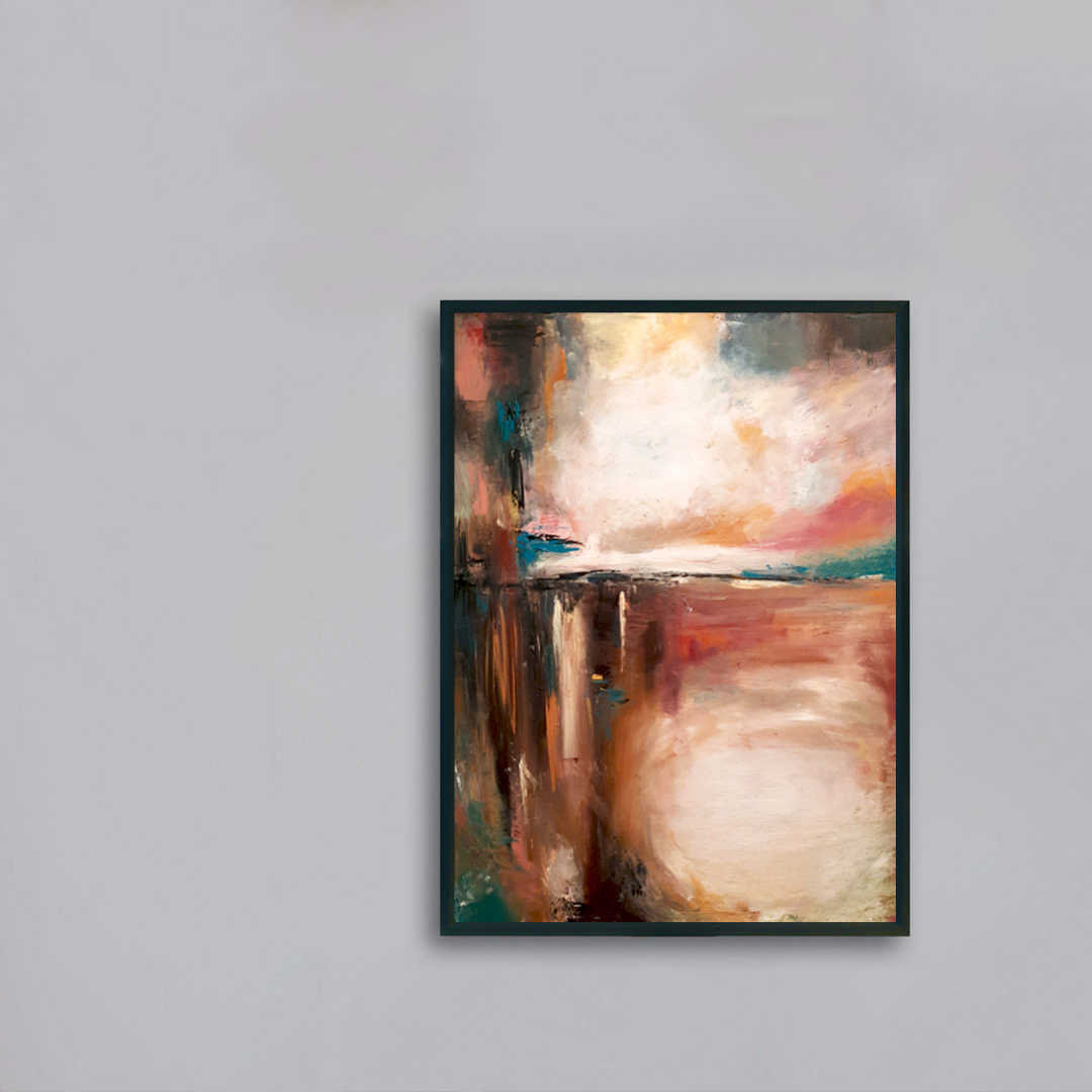 Obraz Akrylowy Nadzieja 50 x 70 cm na szarej ścianie Krajobraz ręcznie malowany na płótnie. Duży oryginalny obraz do powieszenia na ścianę do salonu, sypialni. Piękny, abstrakcyjny obraz akrylowy do kupna.