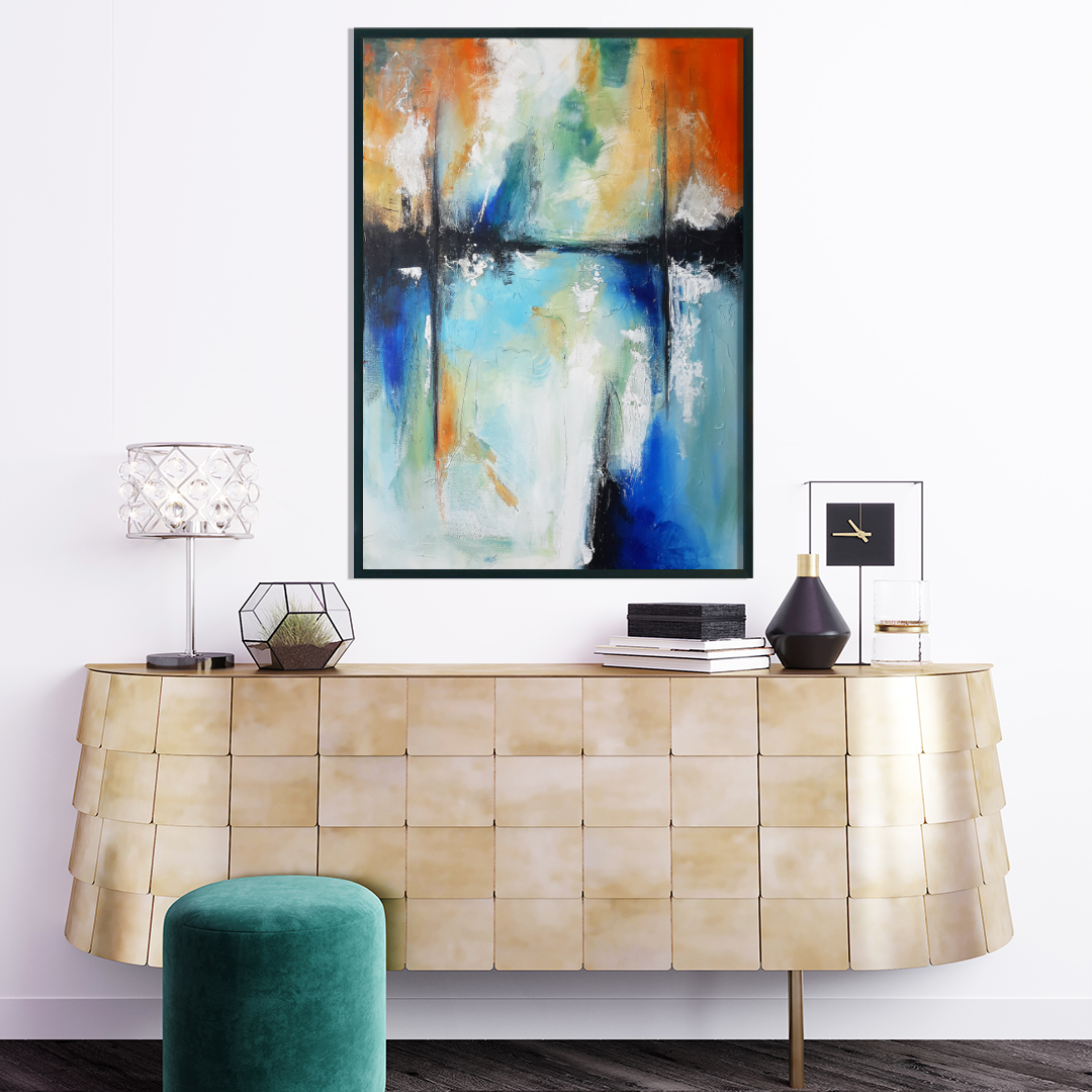 Obraz Akrylowy Port Morski 70 x 90 cm obraz nad komodę Duży ręcznie malowany pejzaż morski krajobraz. Obraz morski pejzaż online. Obrazy do salonu, sypialni. Galeria sztuki online z obrazami do kupienia. Obraz nad komodę do salonu