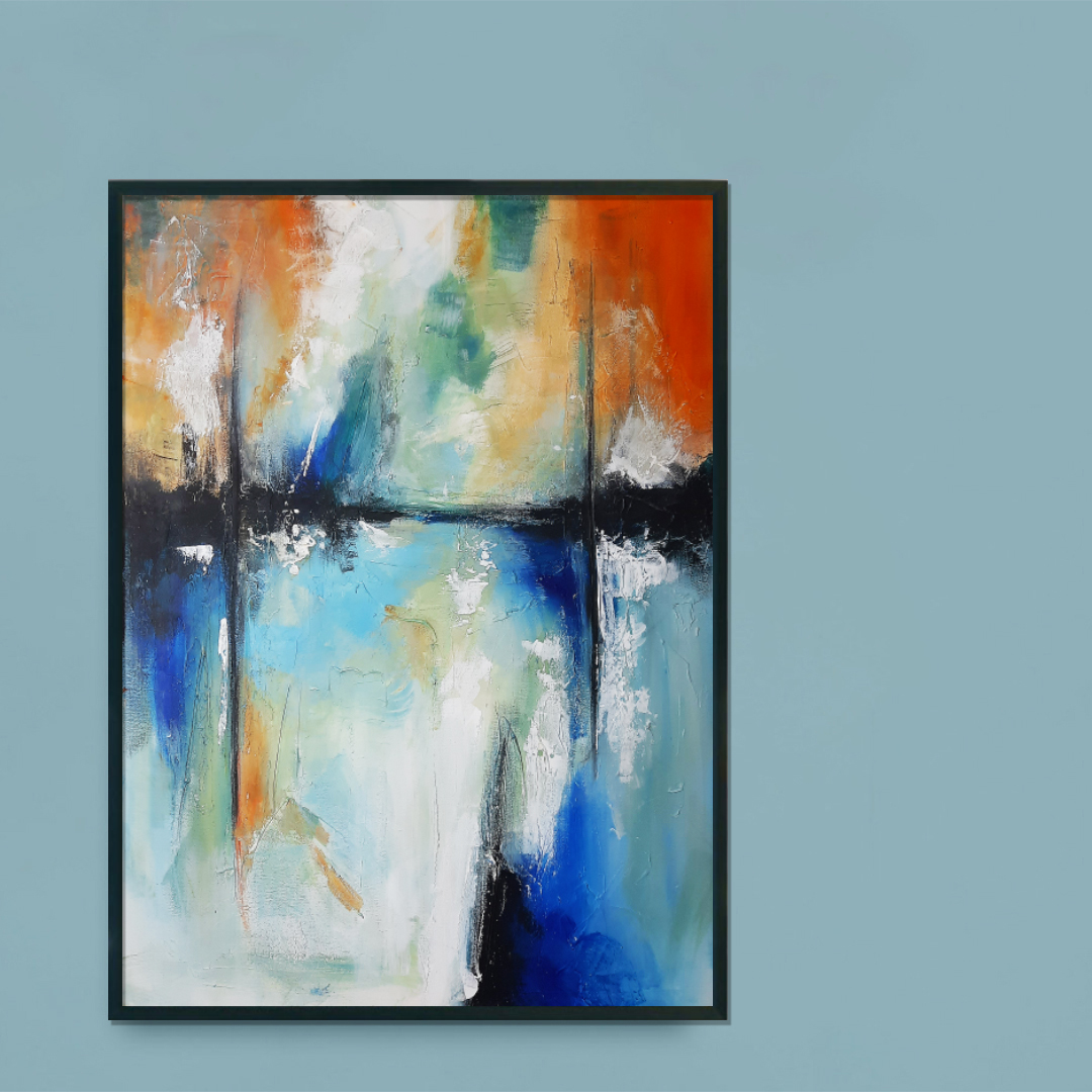 Obraz Akrylowy Port Morski 70 x 90 cm obraz na niebieskiej ścianie Nowoczesny, abstrakcyjny obraz do salonu