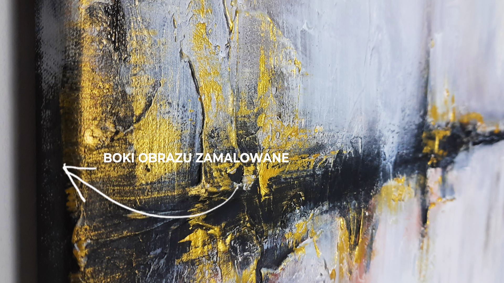 Obraz Akrylowy Złoty Brzeg 70 x 90 cm Detal 3 ręcznie malowane obrazy akrylowe na sprzedaż