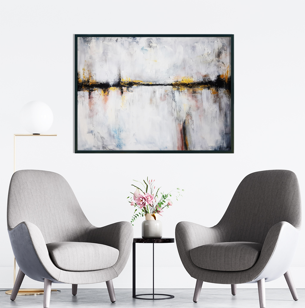 Obraz Akrylowy Złoty Brzeg 70 x 90 cm obraz do biura ręcznie malowane obrazy akrylowe na sprzedaż