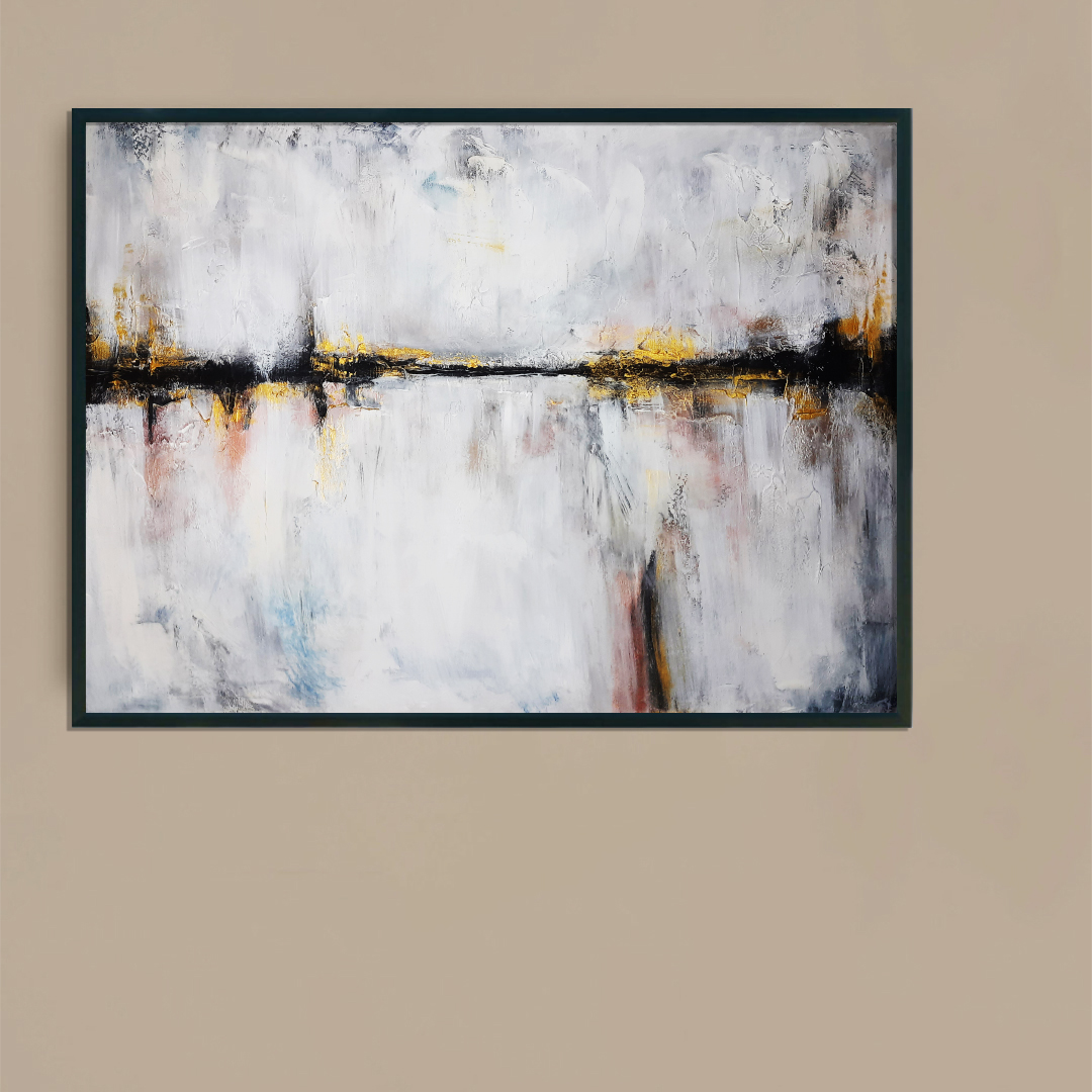 Obraz Akrylowy Złoty Brzeg 70 x 90 cm obraz na brązowej ścianie Obraz do salonu
