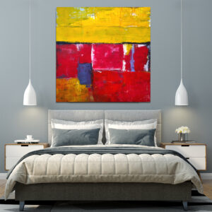 Kwadratowy – “Tulipany”-  Ręcznie Malowany Obraz Abstrakcyjny na Ścianę do Salonu, Sypialni, Biura i Gabinetu