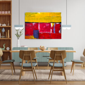 Poziomy – “Tulipany”-  Duży Ręcznie Malowany Obraz Malowany do Salonu Sypialni Gabinetu Obraz do Miejsc Pracy