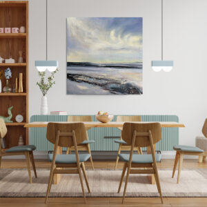 Kwadratowy – “Podróż Morska”-  Ręcznie Malowany Obraz Abstrakcyjny na Ścianę do Salonu, Sypialni, Biura i Gabinetu
