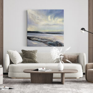 Kwadratowy – “Podróż Morska”-  Ręcznie Malowany Obraz Abstrakcyjny na Ścianę do Salonu, Sypialni, Biura i Gabinetu