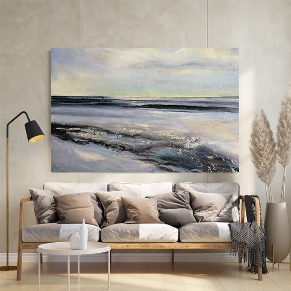 Poziomy Obraz Podróż Morska - obraz ręcznie malowany nad sofą
