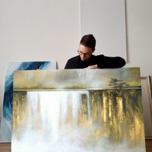 Poziomy – “Wodospad” – Ręcznie Malowane Obrazy do Salonu Autorskie Obrazy Malowane do Salonu