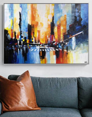“Światła Miasta” – Ręcznie Malowane Obrazy do Salonu Autorskie Obrazy Malowane do Salonu