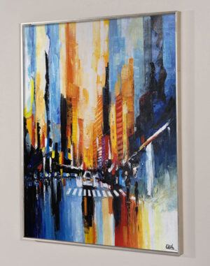 “Światła Miasta” – Ręcznie Malowane Obrazy do Salonu Autorskie Obrazy Malowane do Salonu