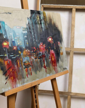“Świt Miasta” – Ręcznie Malowane Obrazy do Salonu Autorskie Obrazy Malowane do Salonu