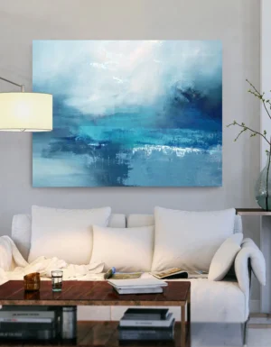 “Błękit Morski” – Ręcznie Malowane Obrazy na Płótnie do Powieszenia na Ścianę