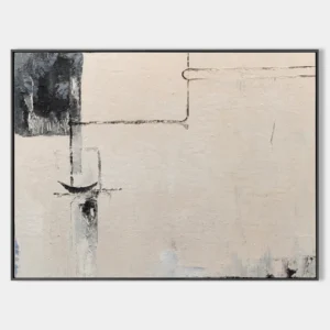 “Abstrakcja Beżowo-Szara” – Ręcznie Malowane Obrazy na Płótnie do Powieszenia na Ścianę
